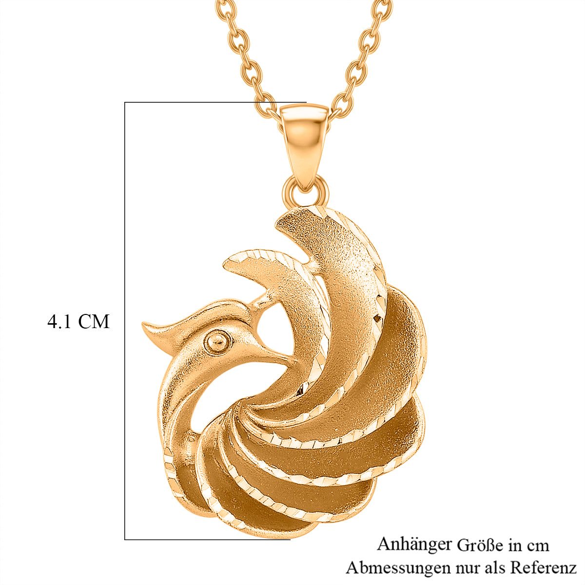 GOLD LOOKS - Pfau Halskette, Nickelfreies Messing, ca. 50 cm + 5 cm Extender, ca. 9,50g