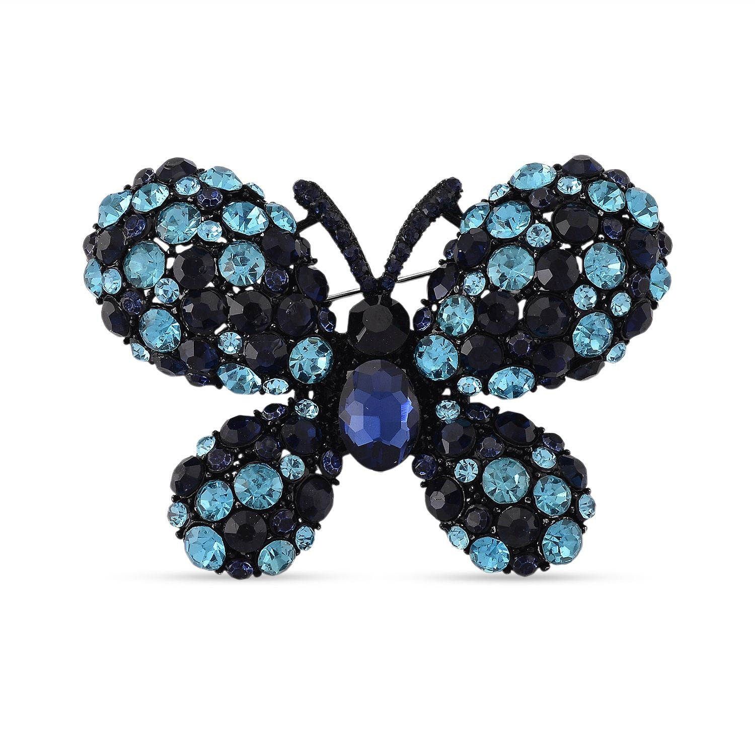 Mehrfarbiger Kristall Schmetterling Brosche, Schwarz