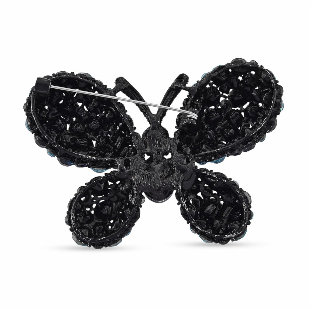 Mehrfarbiger Kristall Schmetterling Brosche, Schwarz