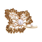 Kunststoff Perle, Champagner Kristall Brosche  Gelb