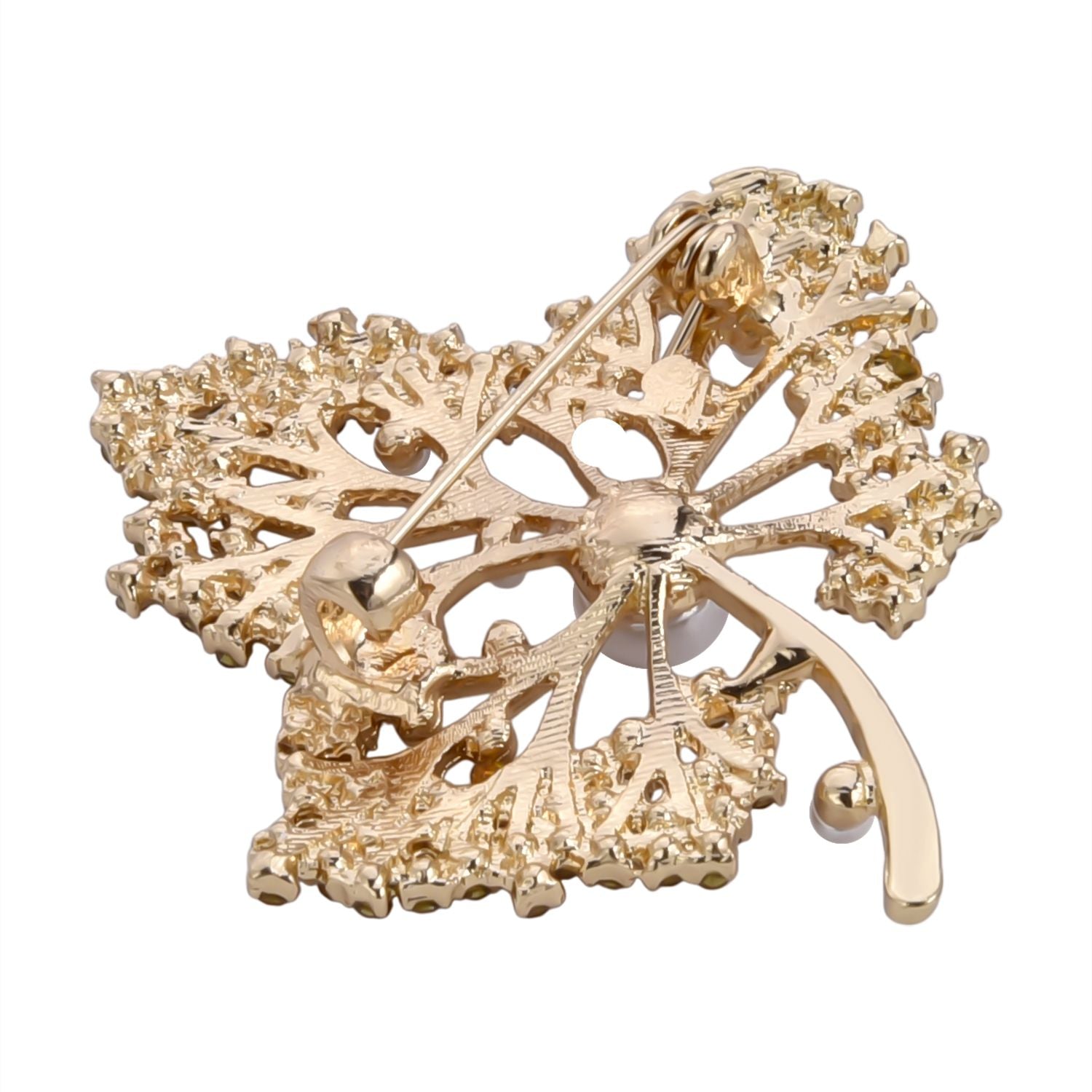 Kunststoff Perle, Champagner Kristall Brosche  Gelb