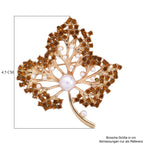 Kunststoff Perle, Champagner Kristall Brosche  Gelb