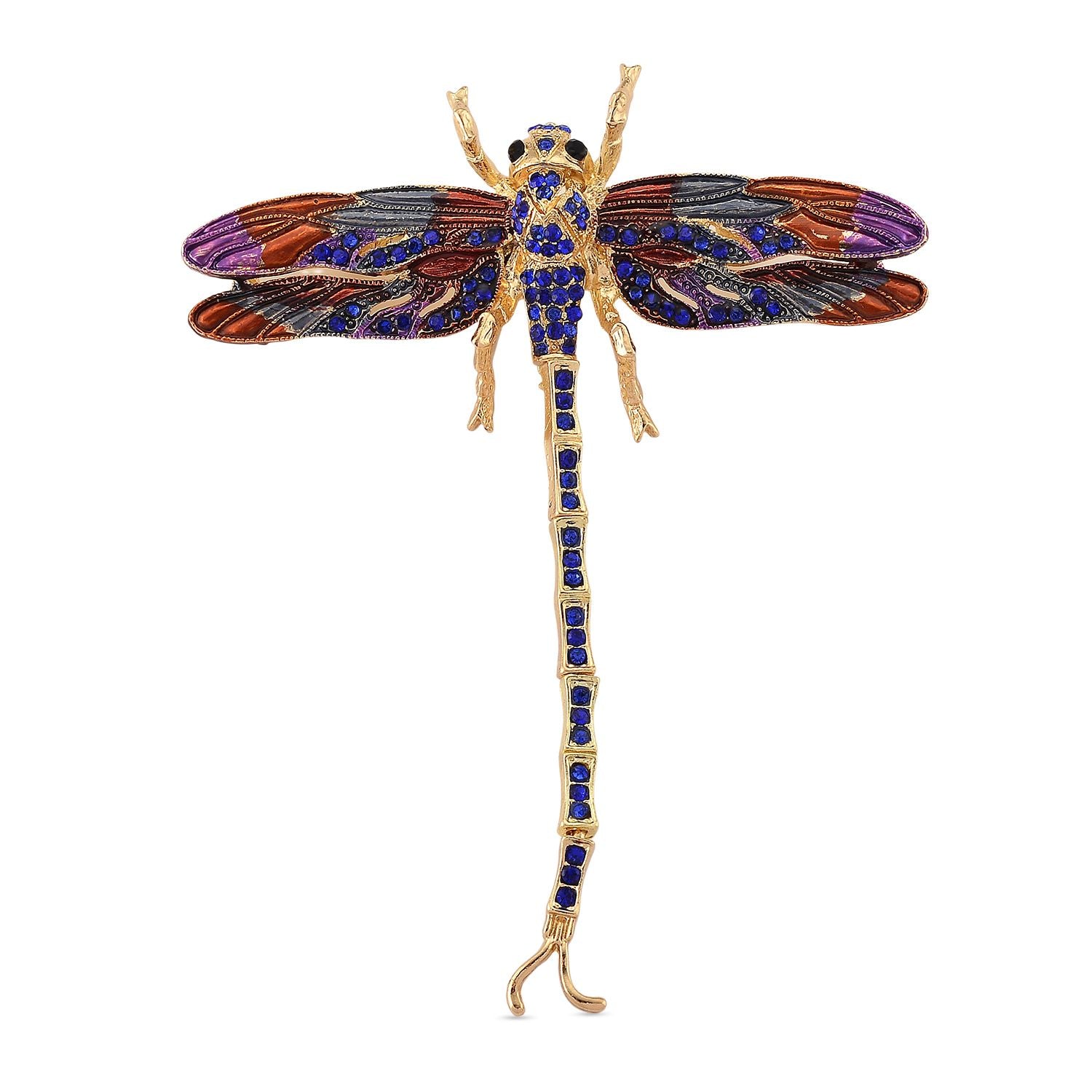 Schwarze Kristall Libelle Brosche emailliert