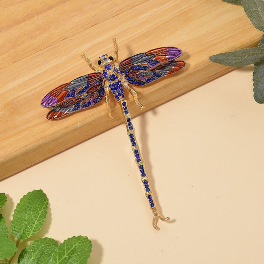 Schwarze Kristall Libelle Brosche emailliert