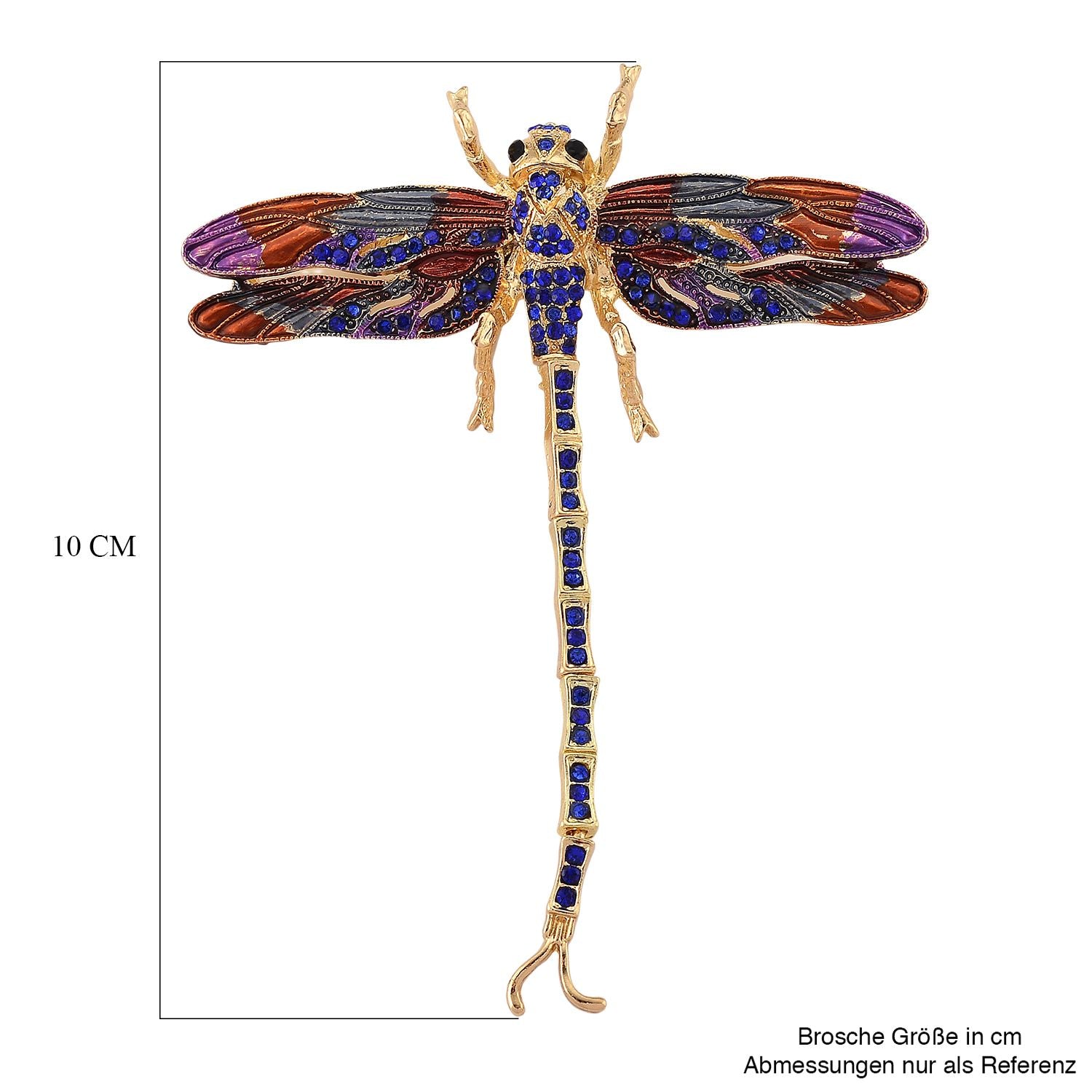 Schwarze Kristall Libelle Brosche emailliert