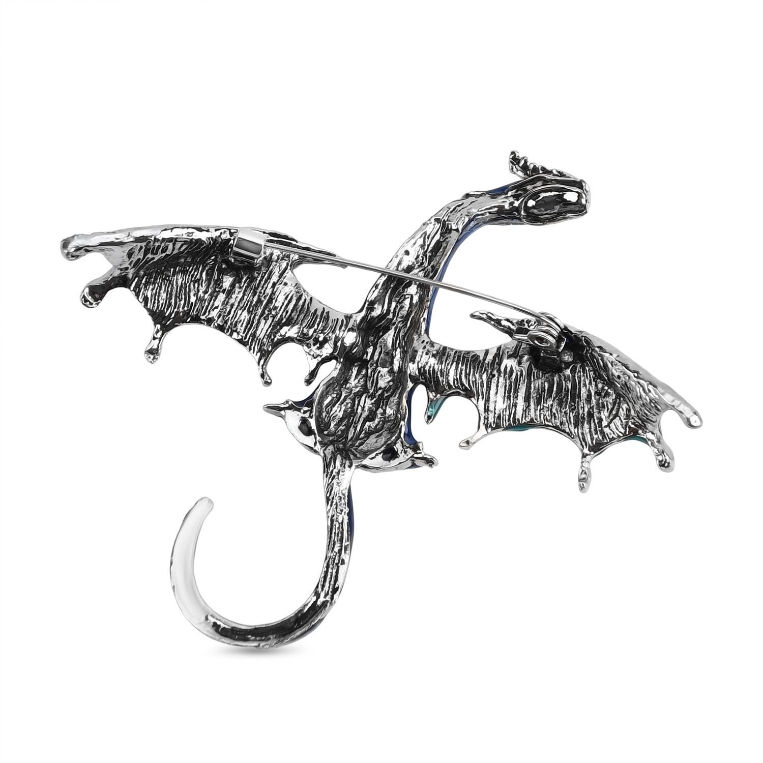 Drachen Grüner Kristall Brosche emailliert