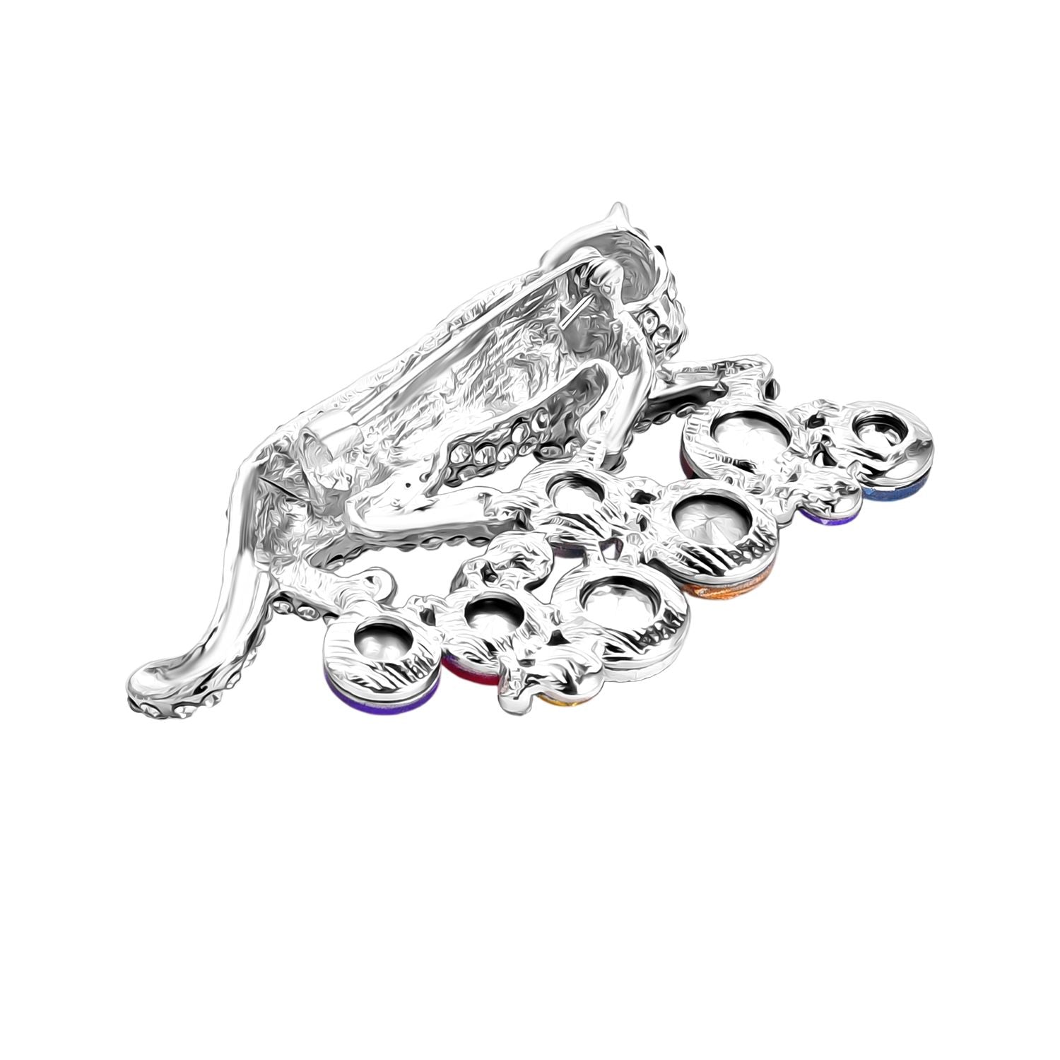 Mehrfarbiger Kristall Panther Brosche