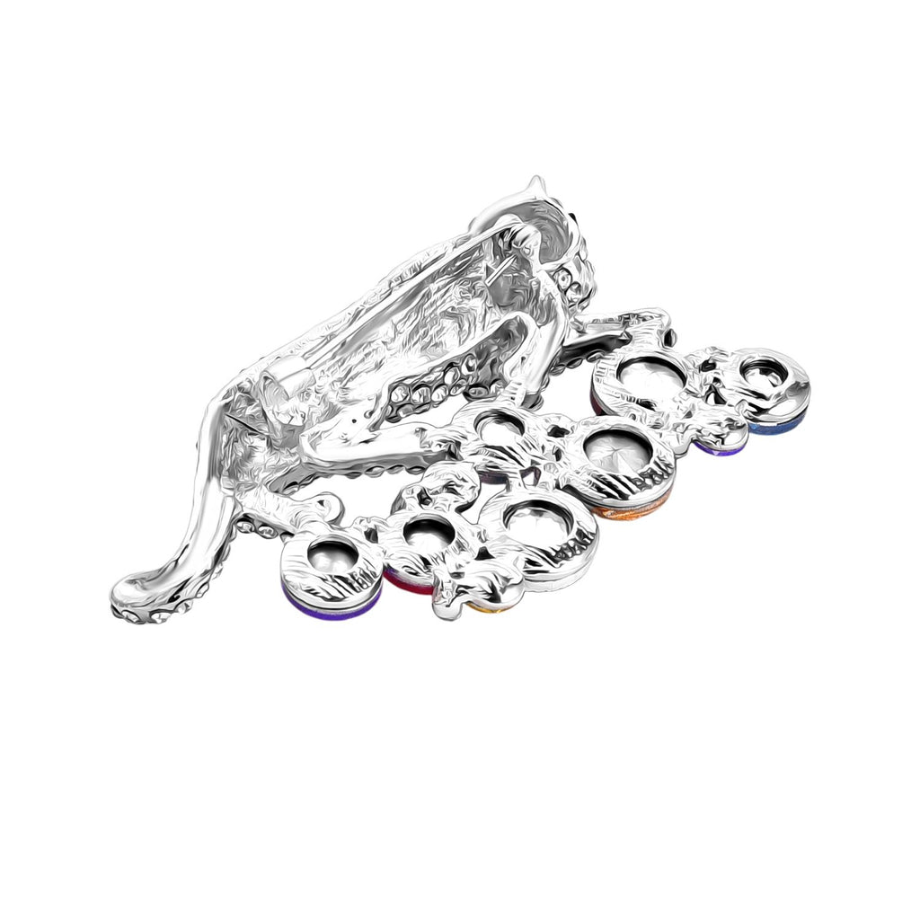 Mehrfarbiger Kristall Panther Brosche