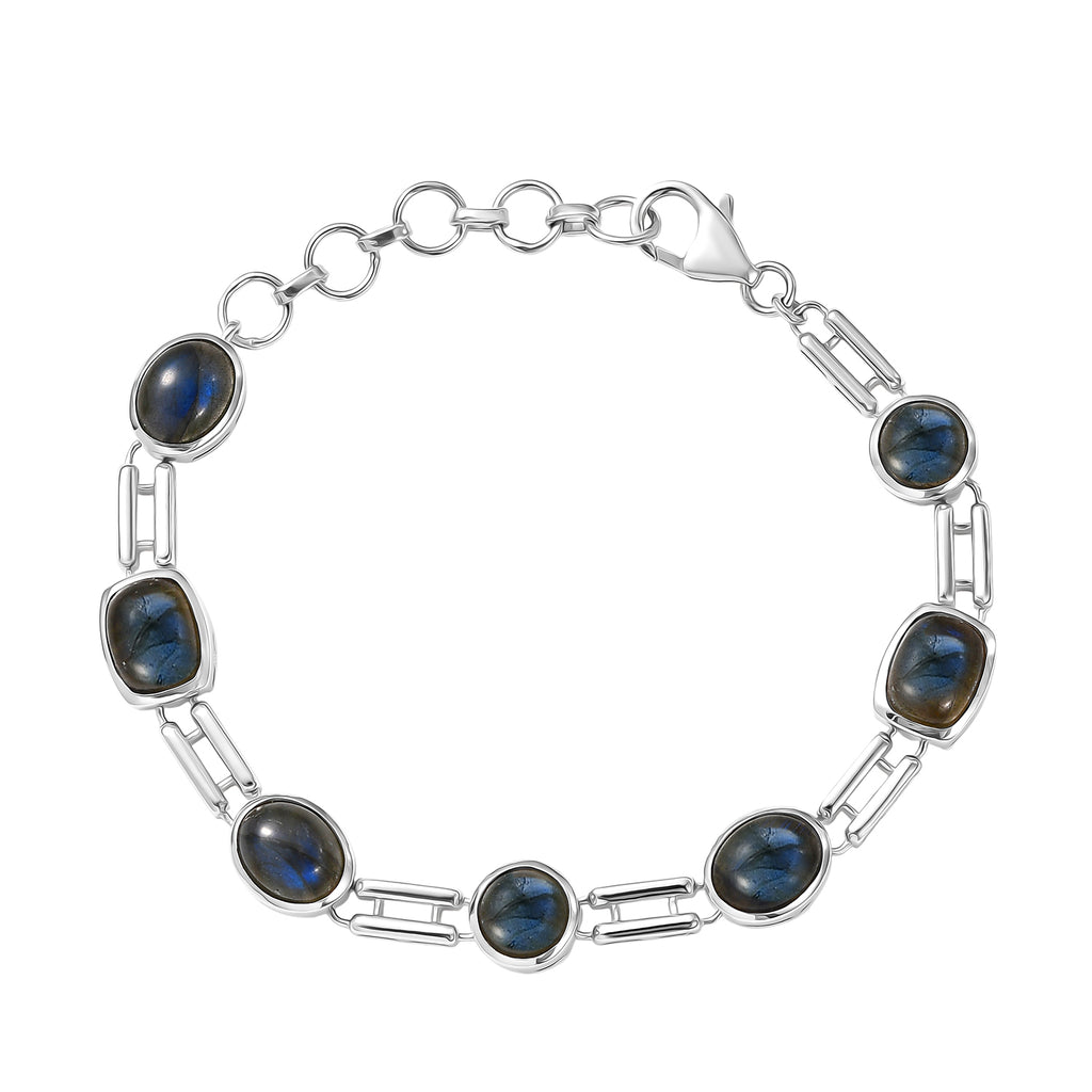 D'Joy AAA Labradorit Armband ca. 19 cm 925 Silber Rhodiniert ca. 13.90 ct