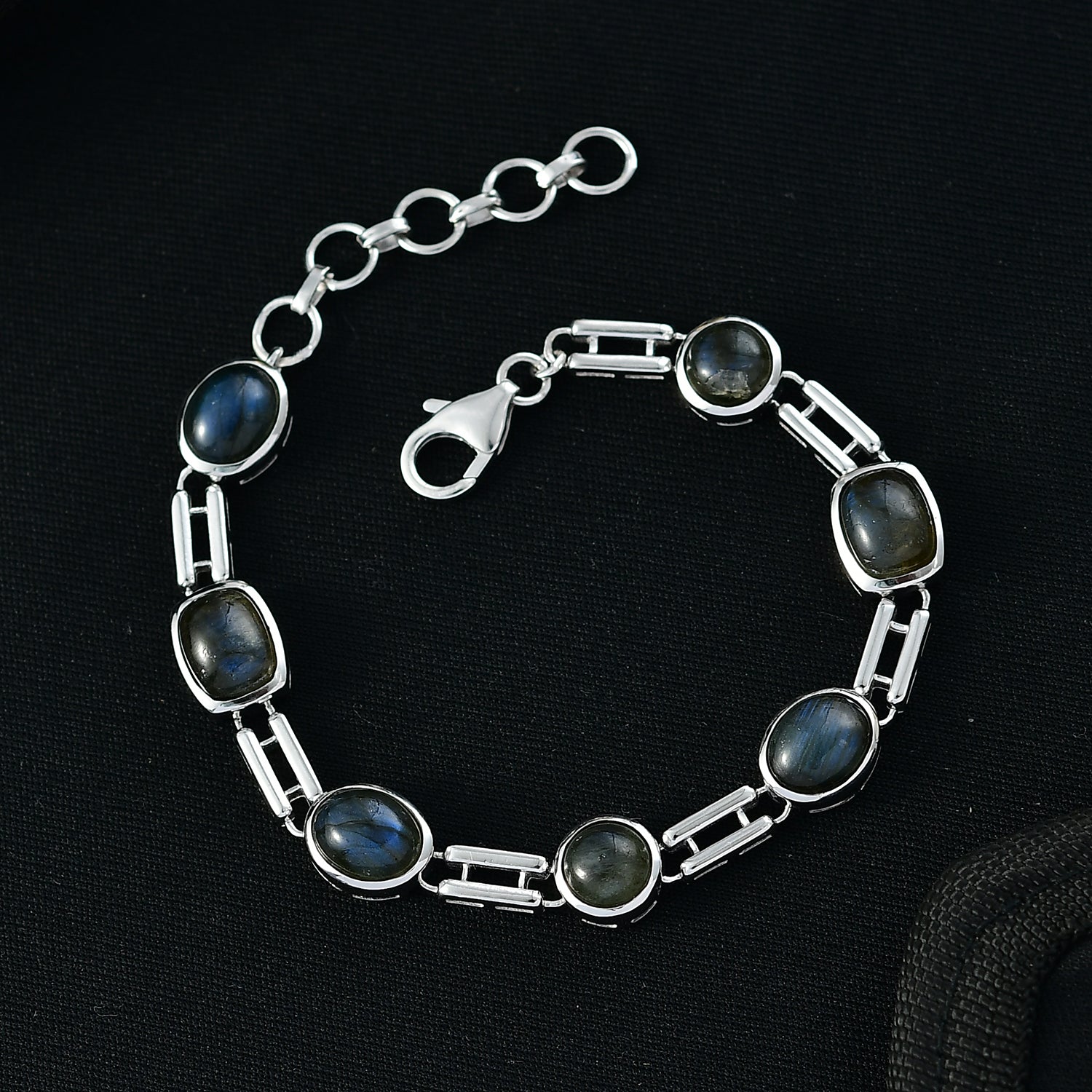D'Joy AAA Labradorit Armband ca. 19 cm 925 Silber Rhodiniert ca. 13.90 ct