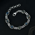 D'Joy AAA Labradorit Armband ca. 19 cm 925 Silber Rhodiniert ca. 13.90 ct