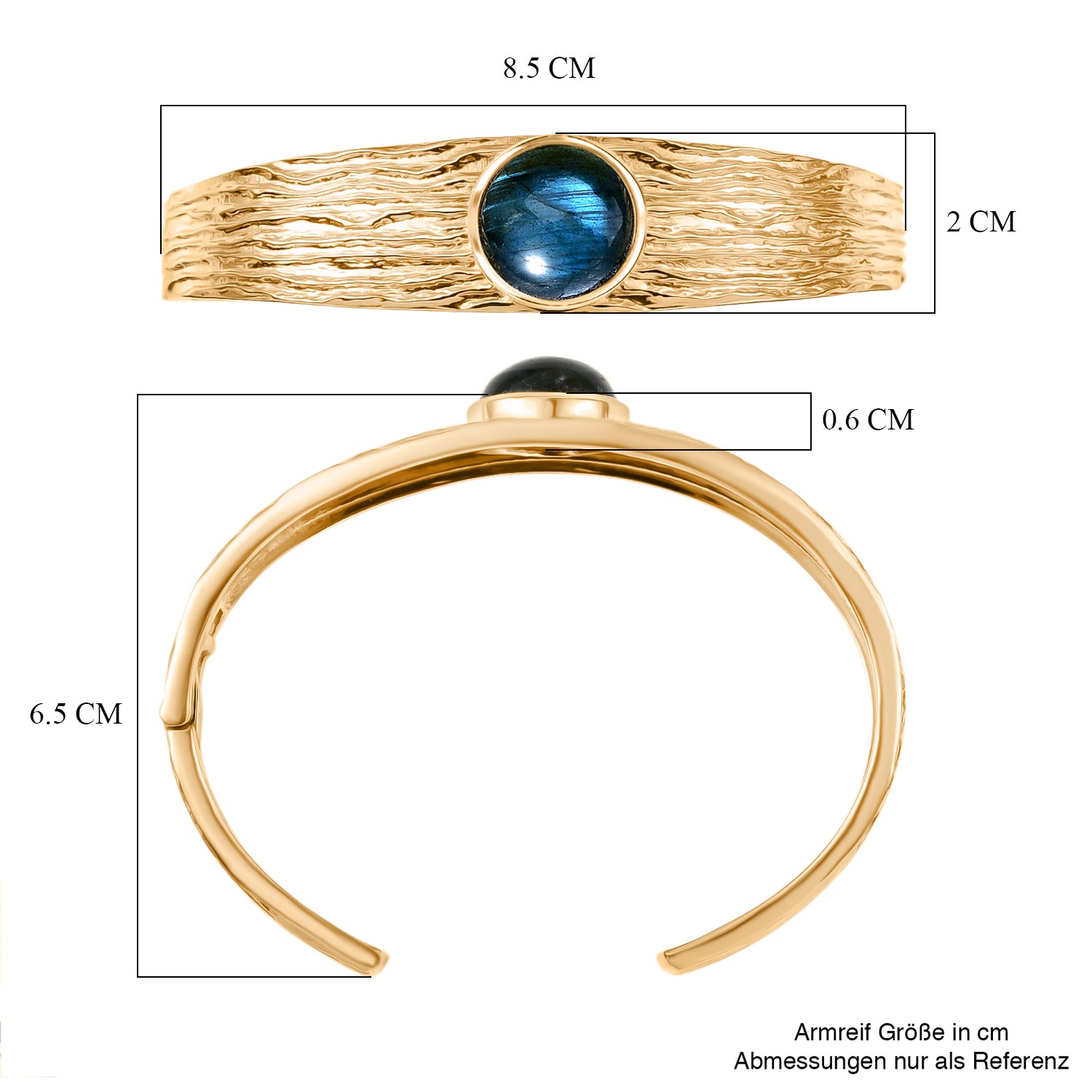 EVER TRUE AAA Labradorit Armreif ca. 19 cm Nickelfreies Messing ca. 11.11 ct