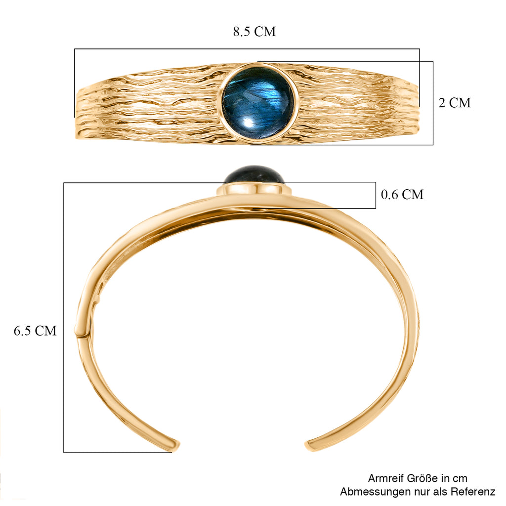 EVER TRUE AAA Labradorit Armreif ca. 19 cm Nickelfreies Messing ca. 11.11 ct