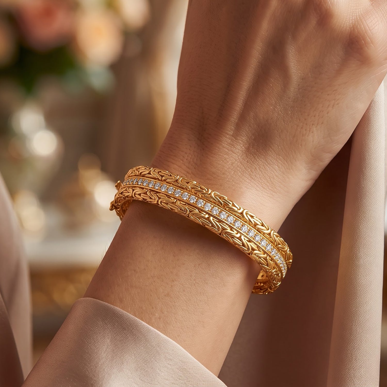LUXURIANT DIAMOND - Lab Grown Diamant SI-GH Armreif ca. 19 cm 925 Silber 916 Gelbgold Vermeil ca. 2,50 ct.