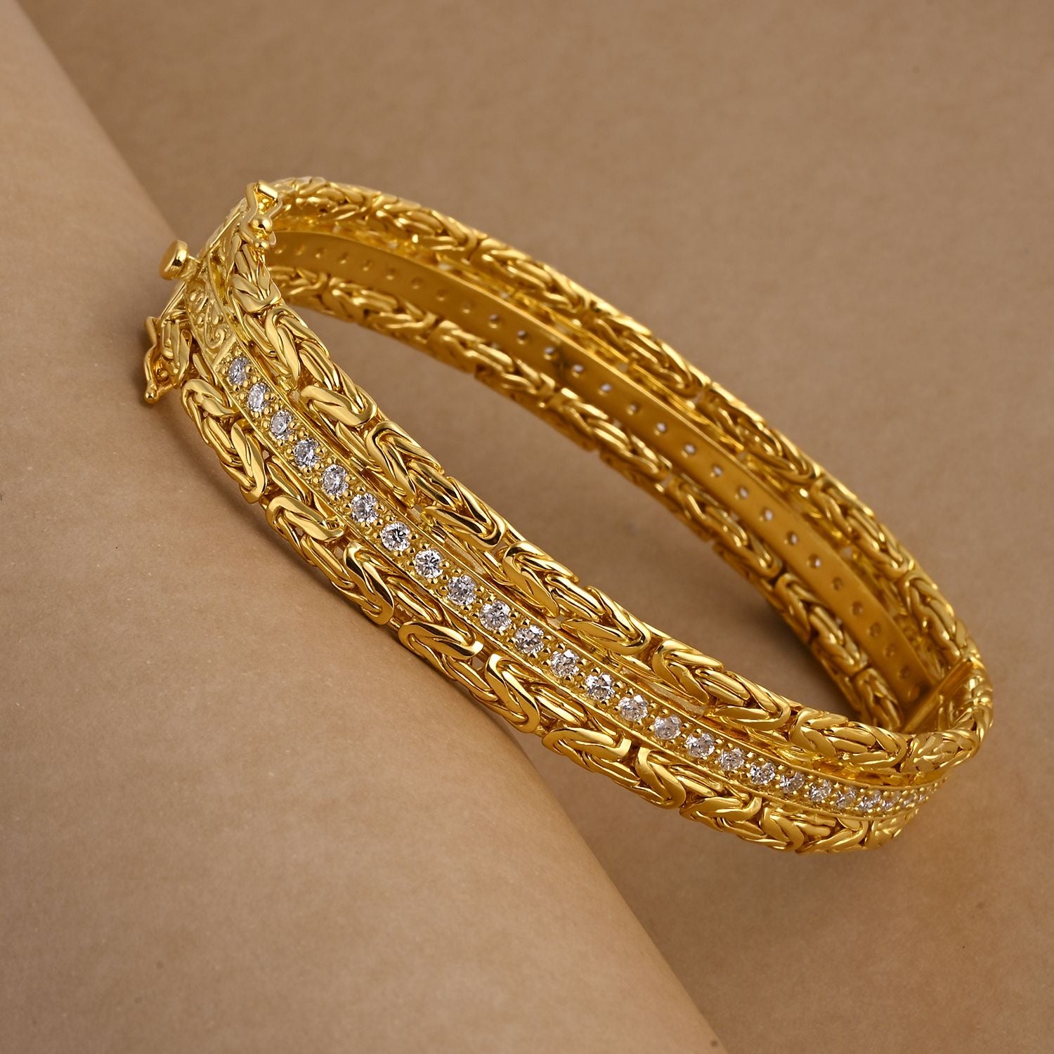 LUXURIANT DIAMOND - Lab Grown Diamant SI-GH Armreif ca. 19 cm 925 Silber 916 Gelbgold Vermeil ca. 2,50 ct.