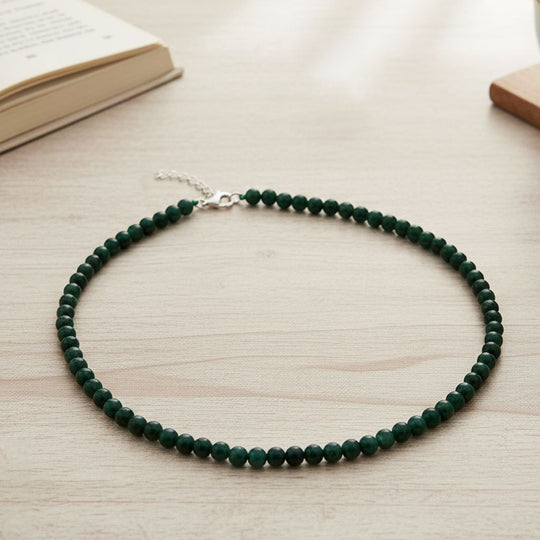 D'Joy Natürlicher Olmek Jadeit Halskette ca. 45 cm + 5 cm Extender, 925 Silber rhodiniert ca. 120,00 ct.