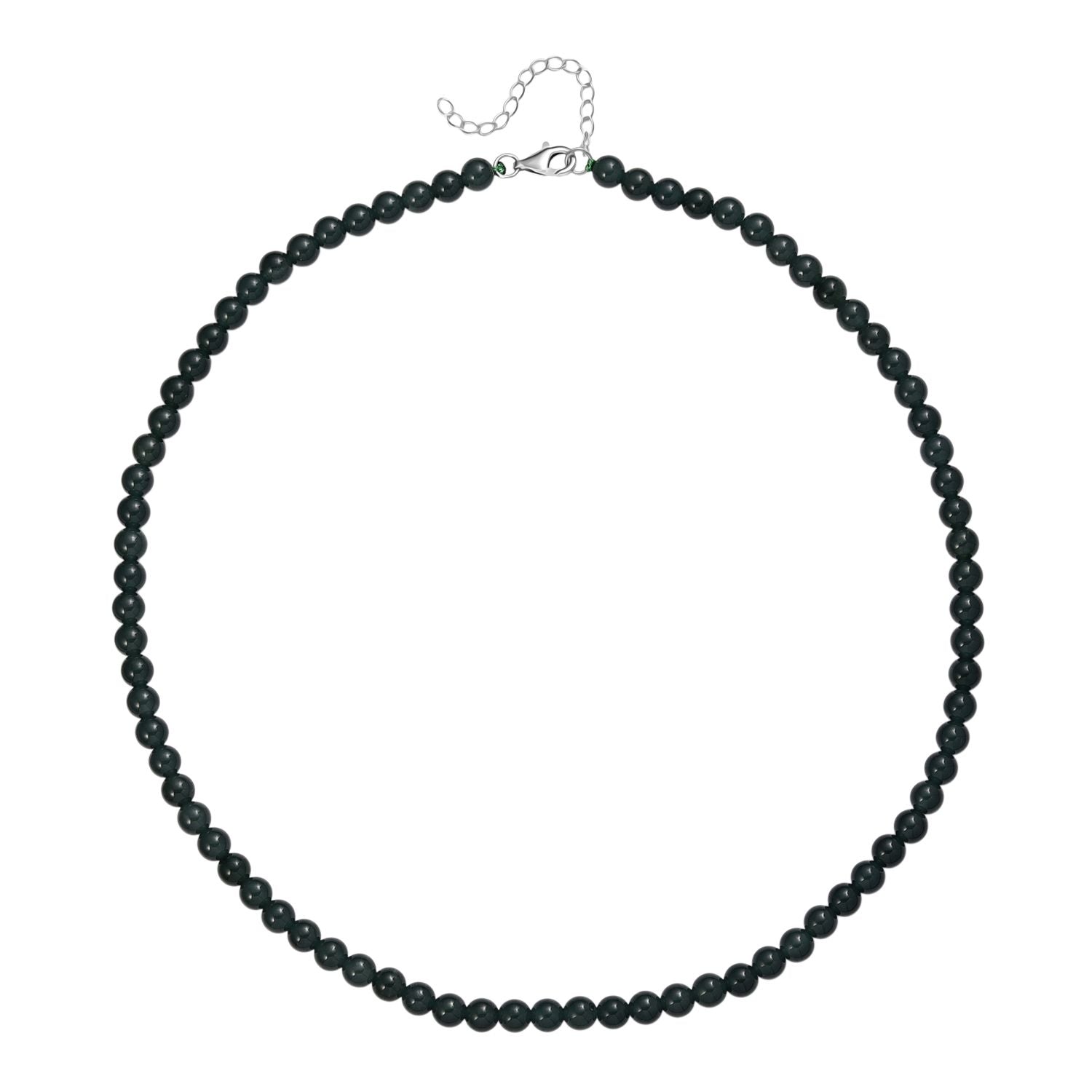 D'Joy Natürlicher Olmek Jadeit Halskette ca. 45 cm + 5 cm Extender, 925 Silber rhodiniert ca. 120,00 ct.