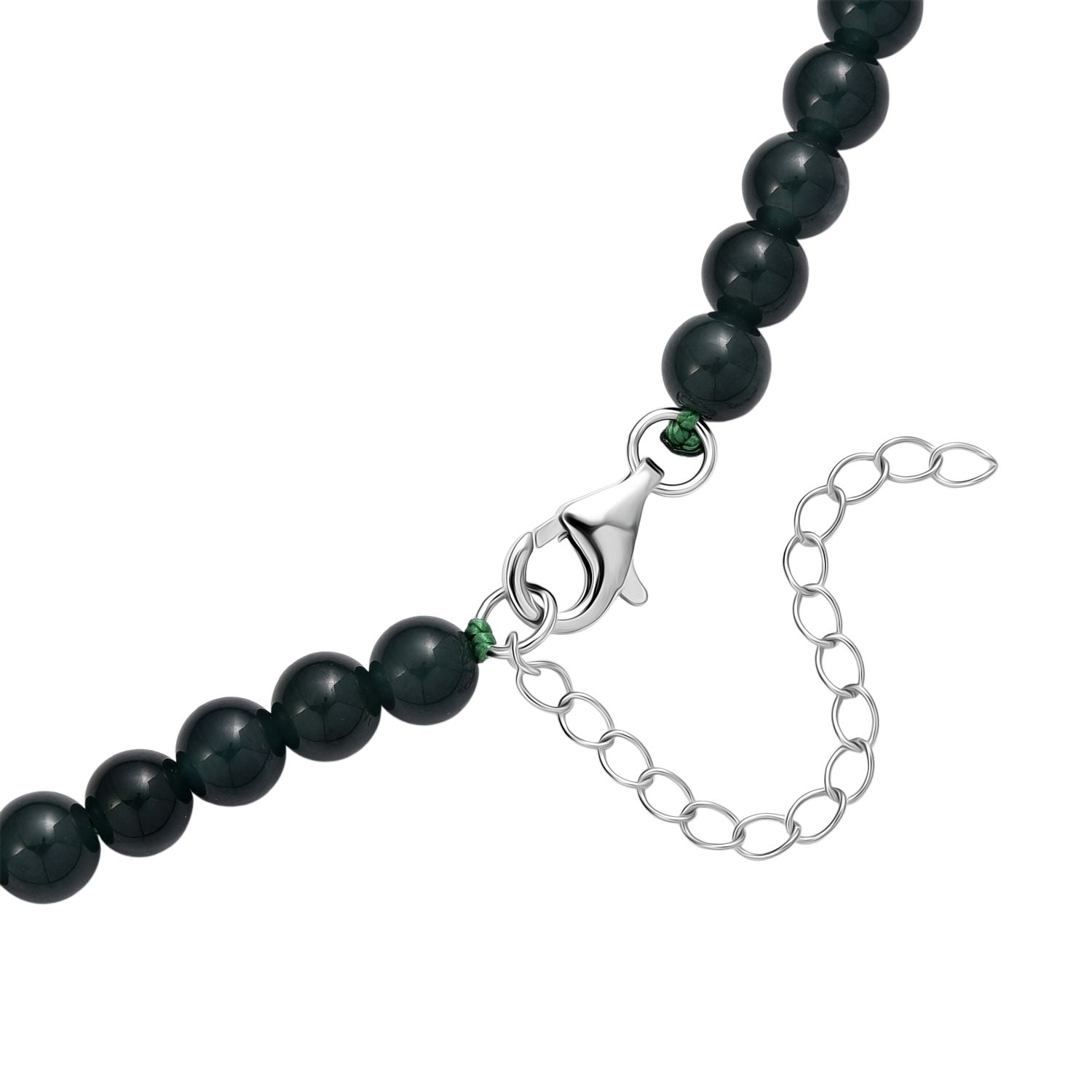 D'Joy Natürlicher Olmek Jadeit Halskette ca. 45 cm + 5 cm Extender, 925 Silber rhodiniert ca. 120,00 ct.