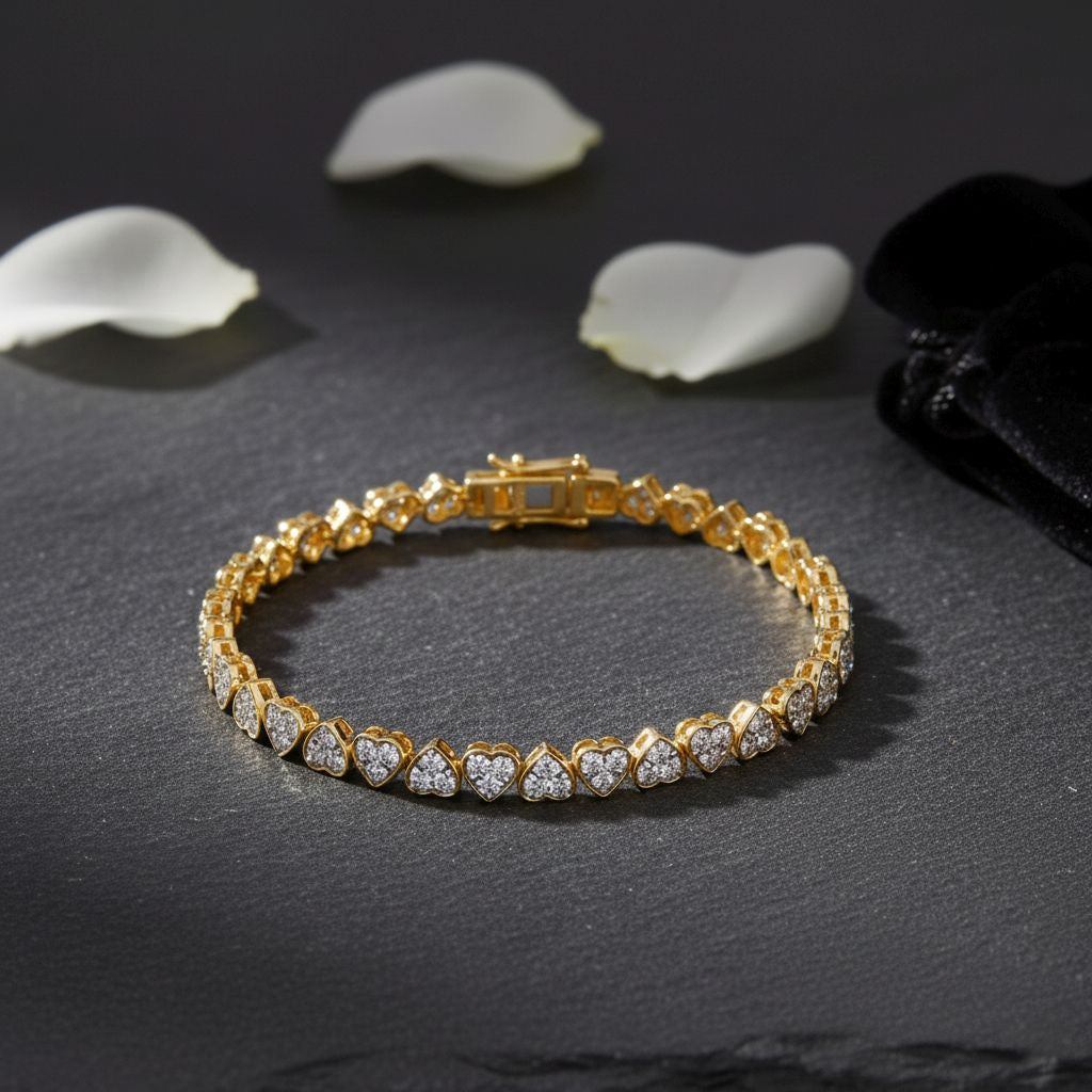 LUXURIANT DIAMOND - Lab Grown Diamant SI-GH SGL zertifiziert Armband ca. 19 cm 925 Silber 750 Gelbgold Vermeil ca. 3,00 ct.