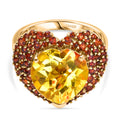 D'Joy Sphaleros Quarz, Mosambik Granat Ring 925 Silber 750 Gelbgold Vermeil (Größe 17.00) ca. 7,98 ct