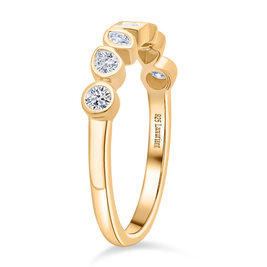 LUXURIANT DIAMOND - Lab Grown Diamant SI-GH Ring 925 Silber 750 Gelbgold vermeil (Größe 18.00) ca. 0,49 ct