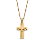 Kreuzdesign Anhänger mit Kette, 316L Edelstahl IP-Gelbgoldbeschichtung, ca. 59,5 cm, Goldfarben