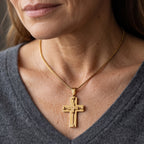 Kreuzdesign Anhänger mit Kette, 316L Edelstahl IP-Gelbgoldbeschichtung, ca. 59,5 cm, Goldfarben