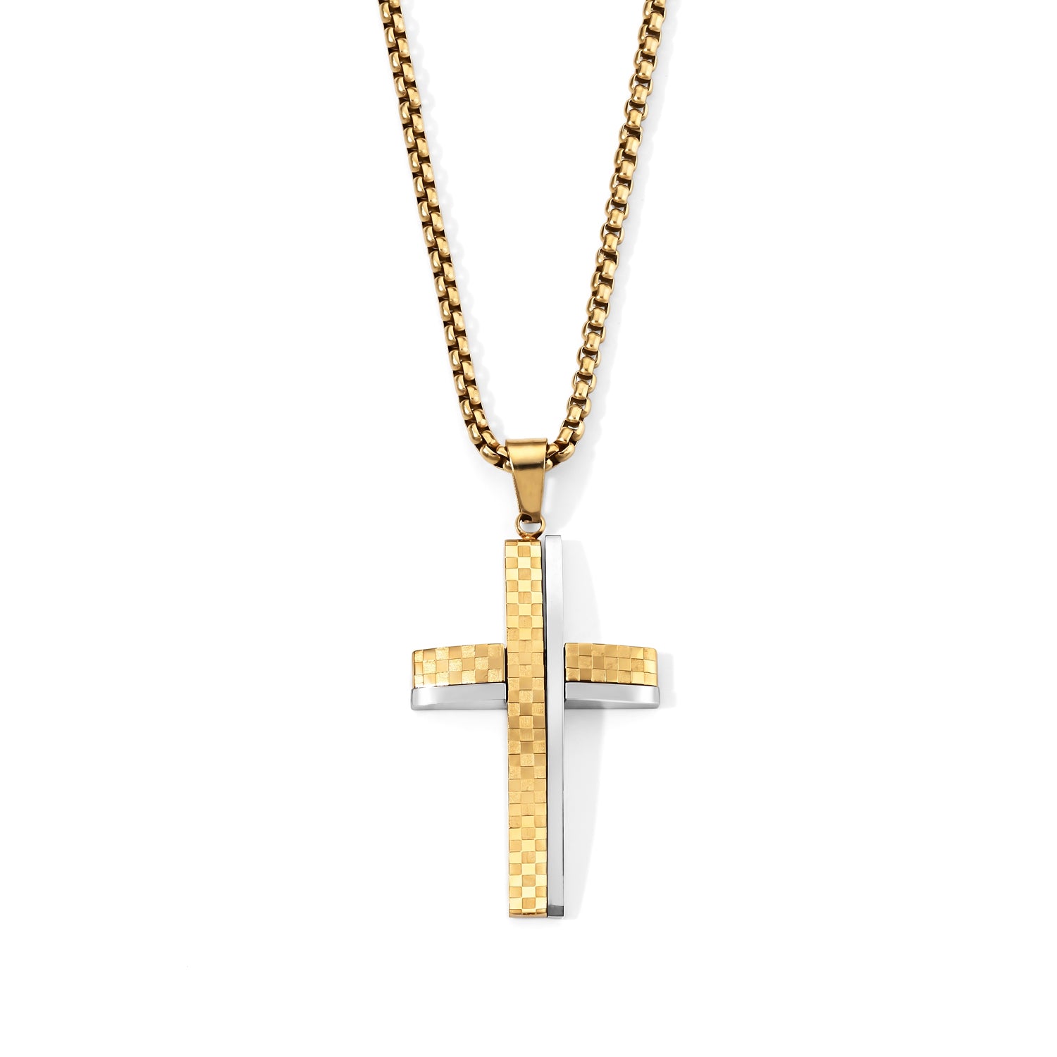 Kreuz Halskette, 316L Edelstahl IP-Gelbbeschichtung ca. 59.5 cm ca. 21,00g