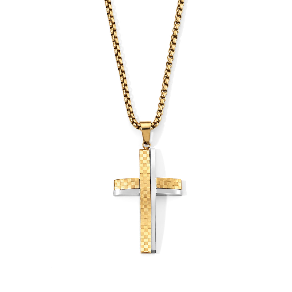 Kreuz Halskette, 316L Edelstahl IP-Gelbbeschichtung ca. 59.5 cm ca. 21,00g