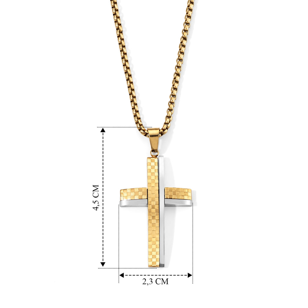 Kreuz Halskette, 316L Edelstahl IP-Gelbbeschichtung ca. 59.5 cm ca. 21,00g