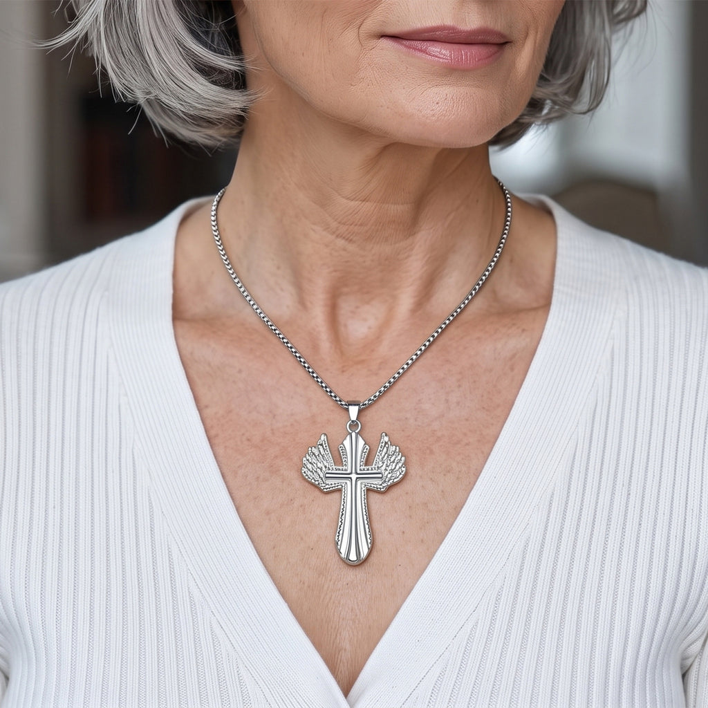 Kreuz Anhänger mit Kette ca. 59.5 cm, 316L Edelstahl ca. 27,50g