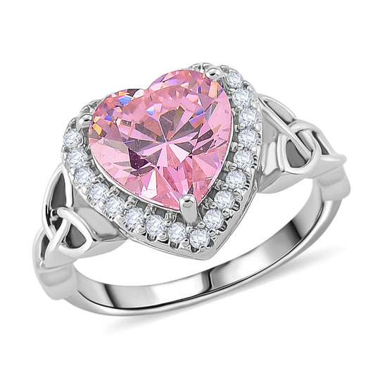 Rosa Zirkonia, Weißer Zirkonia Ring Nickelfreies Messing rhodiniert (Größe 16.00)