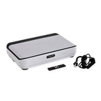 LIVMORE Vibrationsplatte Fitnessgerät, 9 Programme, 99 Geschwindigkeitsstufen, Bluetooth mit Lautsprecher, Fernbedienung, 53 x 34 x 11 cm, Weiß