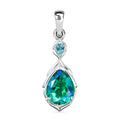D'Joy Pfau Quarz Triplette, Blauer Apatit Anhänger 925 Silber rhodiniert ca. 3.48 ct