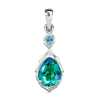 D'Joy Pfau Quarz Triplette, Blauer Apatit Anhänger 925 Silber rhodiniert ca. 3.48 ct
