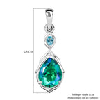 D'Joy Pfau Quarz Triplette, Blauer Apatit Anhänger 925 Silber rhodiniert ca. 3.48 ct