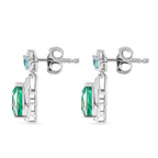 D'Joy Pfau Quarz Triplette, Blauer Apatit Ohrringe 925 Silber rhodiniert ca. 4.64 ct