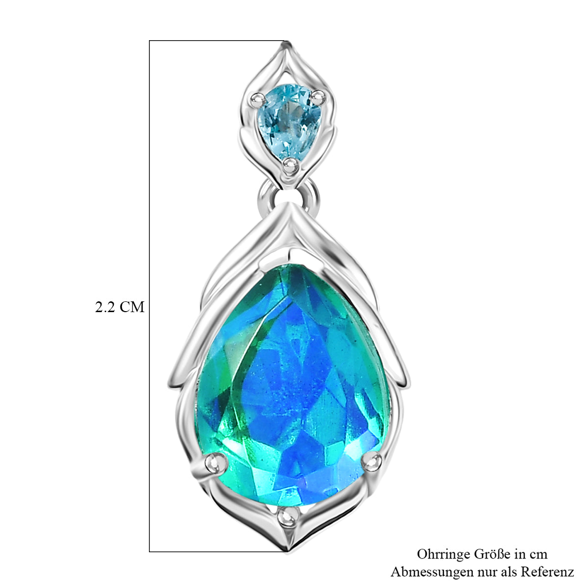 D'Joy Pfau Quarz Triplette, Blauer Apatit Ohrringe 925 Silber rhodiniert ca. 4.64 ct