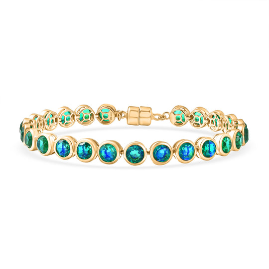 D'Joy Pfau Quarz Triplette Armband ca. 20 cm 925 Silber 750 Gelbgold Vermeil ca. 22,70 ct.