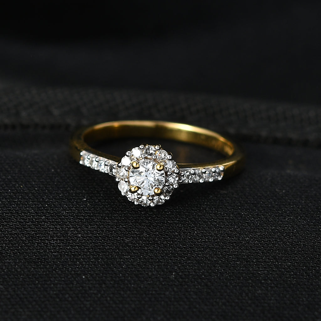 LUXURIANT DIAMOND - Lab Grown Diamant SI-GH Ring 925 Silber 750 Gelbgold Vermeil (10 - 15 Werktage Lieferzeit)  (Größe 18.00) ca. 0.50 ct