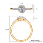 LUXURIANT DIAMOND - Lab Grown Diamant SI-GH Ring 925 Silber 750 Gelbgold Vermeil (10 - 15 Werktage Lieferzeit)  (Größe 18.00) ca. 0.50 ct