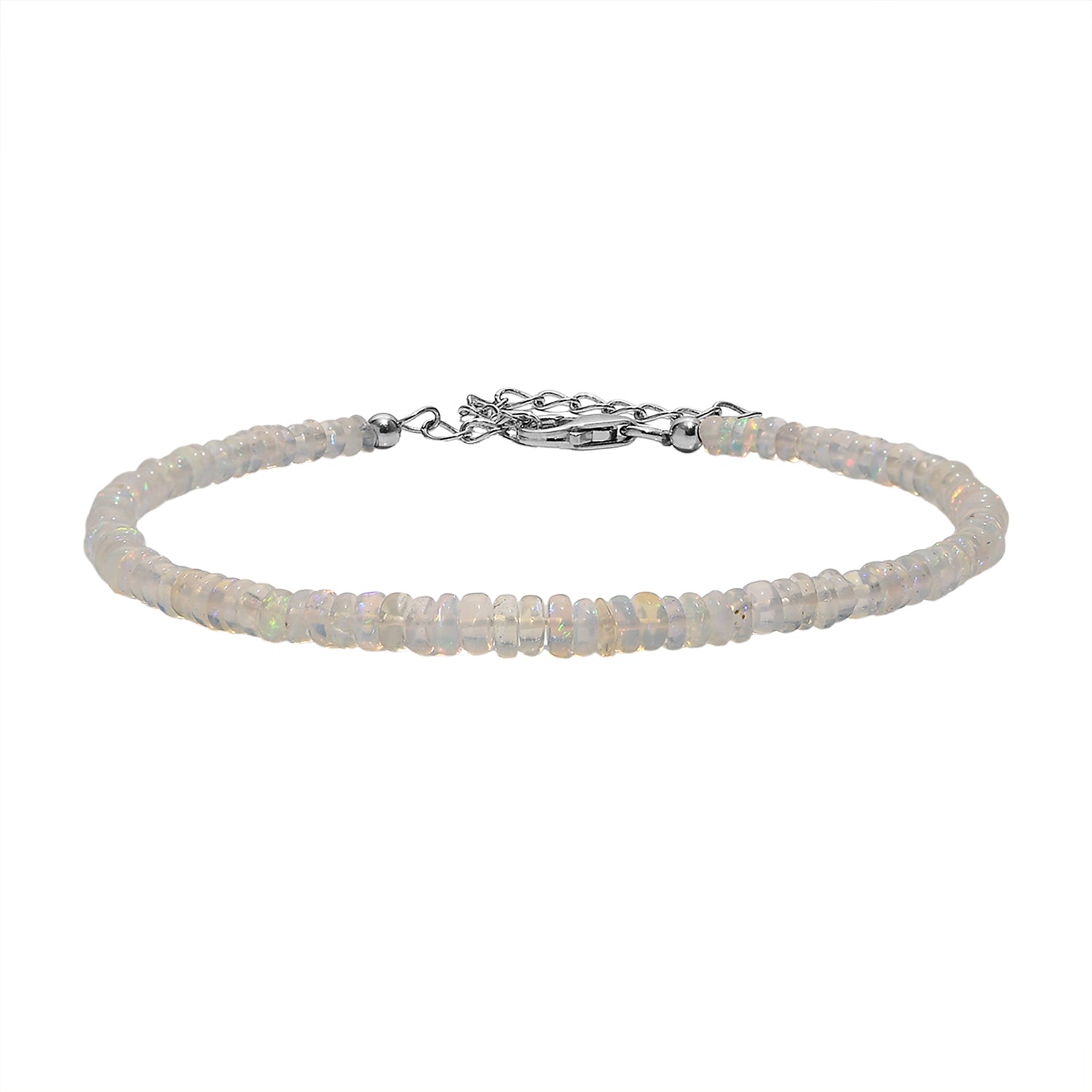 Natürlicher, äthiopischer Welo Opal Armband ca. 19 cm + 5 cm Extender, 925 Silber rhodiniert ca. 13,00 ct.