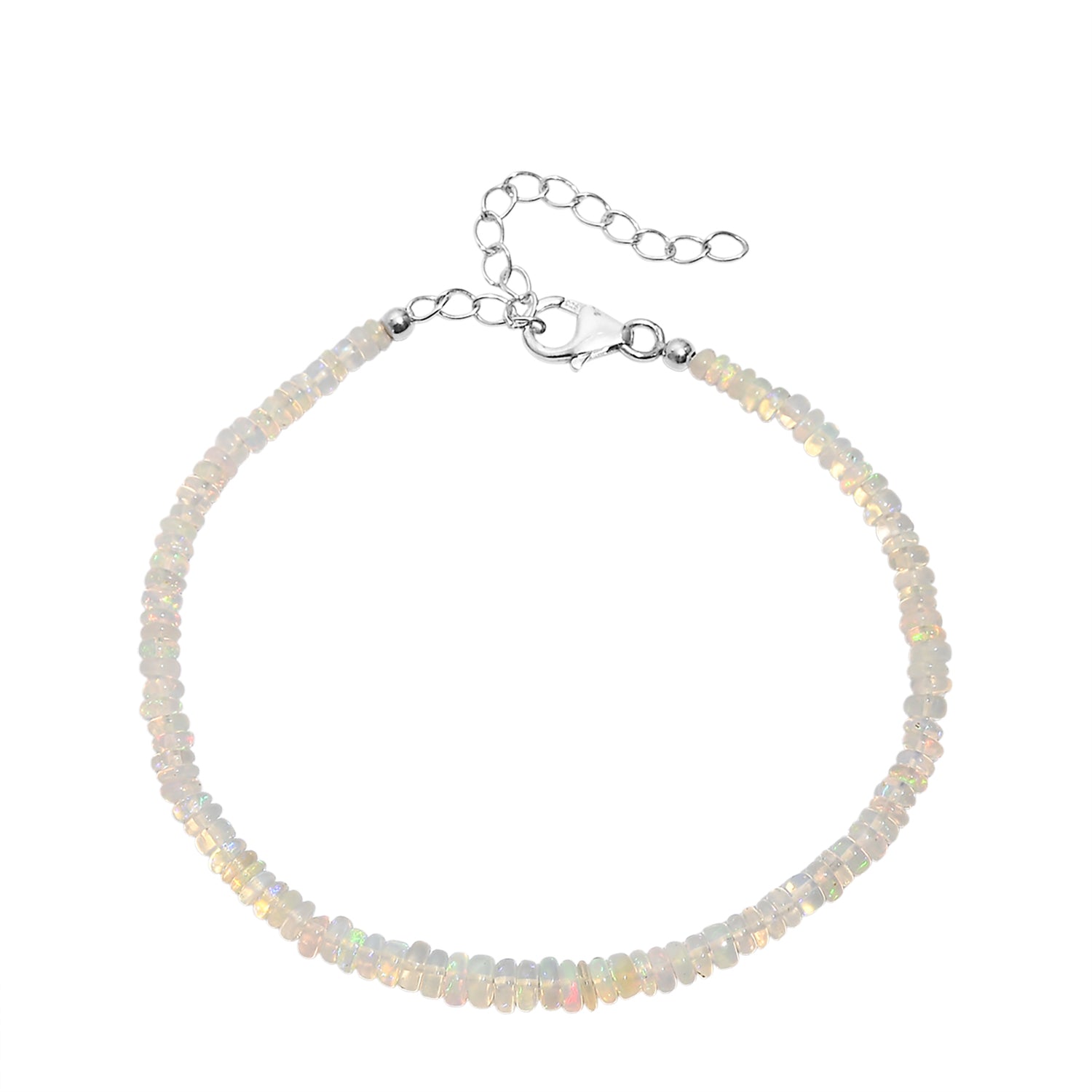 Natürlicher, äthiopischer Welo Opal Armband ca. 19 cm + 5 cm Extender, 925 Silber rhodiniert ca. 13,00 ct.