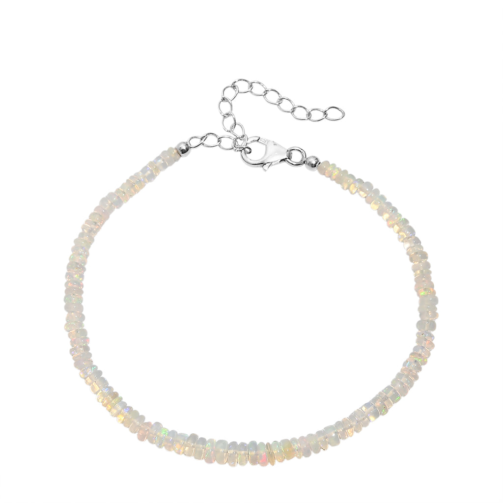 Natürlicher, äthiopischer Welo Opal Armband ca. 19 cm + 5 cm Extender, 925 Silber rhodiniert ca. 13,00 ct.