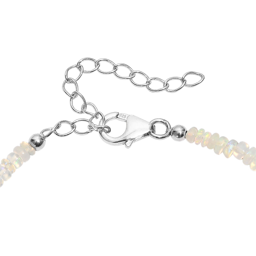 Natürlicher, äthiopischer Welo Opal Armband ca. 19 cm + 5 cm Extender, 925 Silber rhodiniert ca. 13,00 ct.