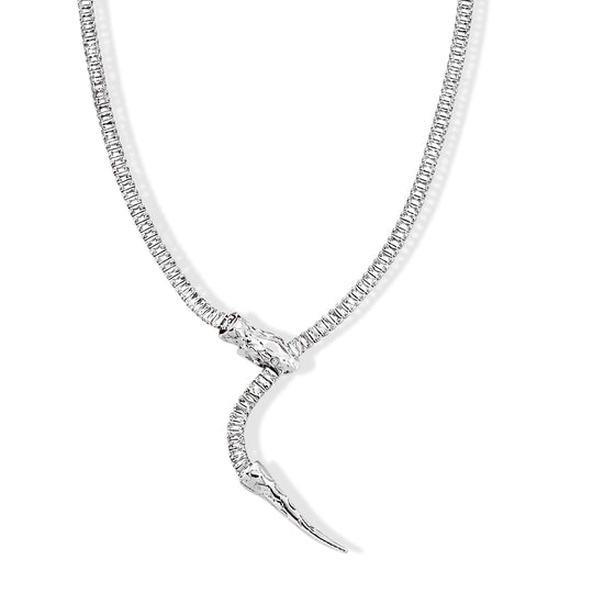 Weißer Zirkonia Halskette, Verstellbar ca. 50 cm - 66 cm, Silberfarben
