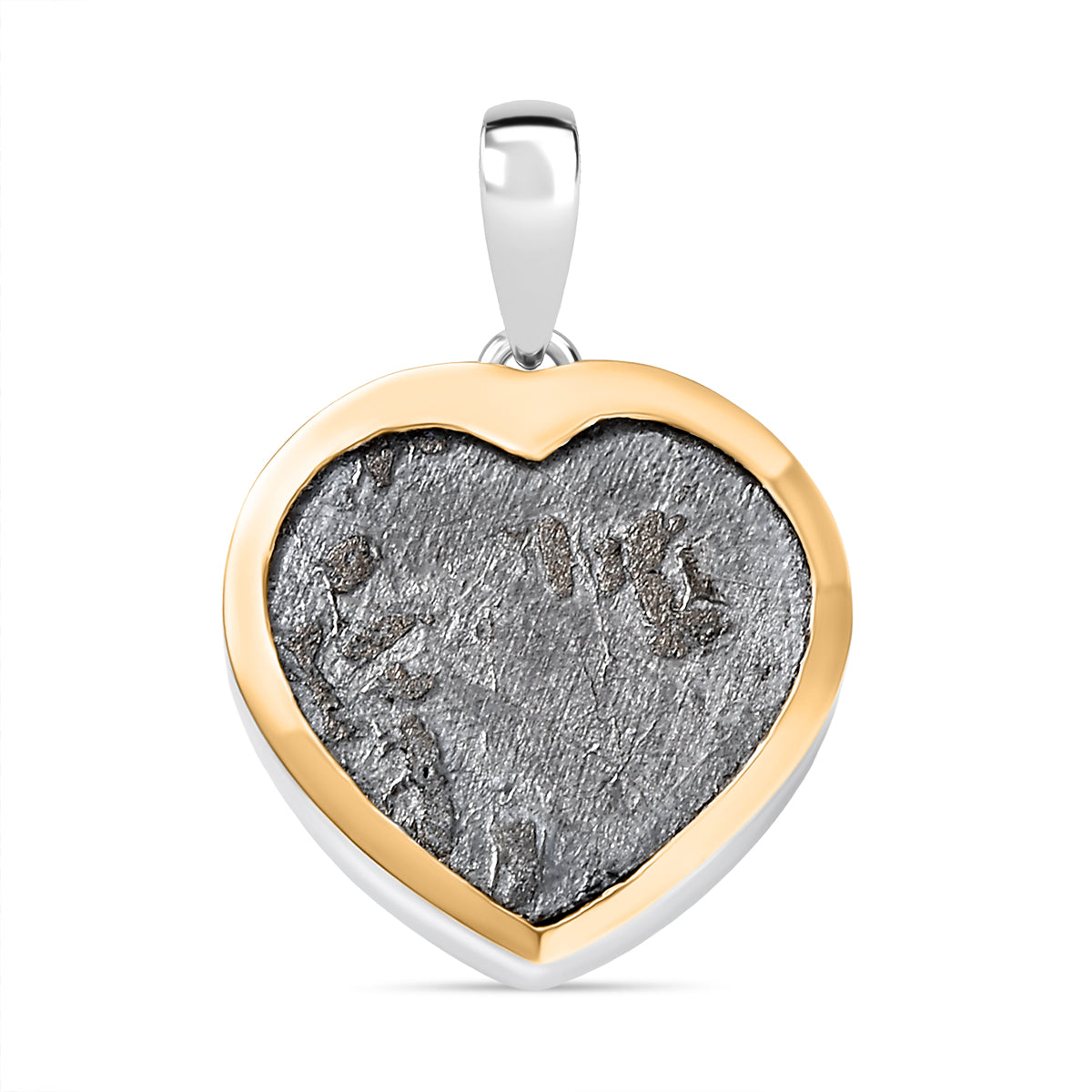D'Joy Muonionalusta Meteorit Anhänger 925 Silber Rhodiniert und 750 Gelbgold Vermeil ca. 19.50 ct