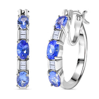 D'Joy Tansanit, Moissanit Ohrringe 925 Silber rhodiniert ca. 1,51 ct.
