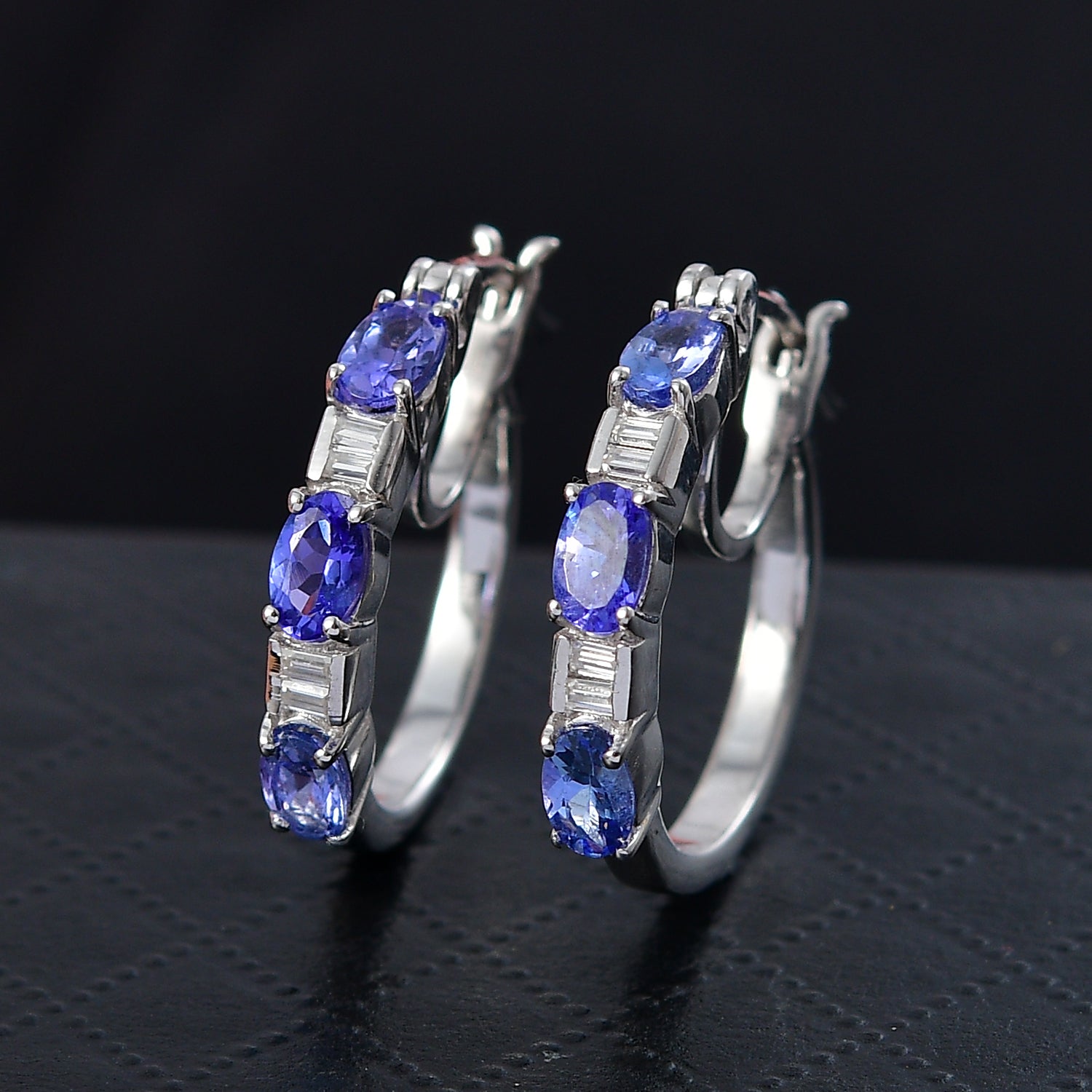 D'Joy Tansanit, Moissanit Ohrringe 925 Silber rhodiniert ca. 1,51 ct.