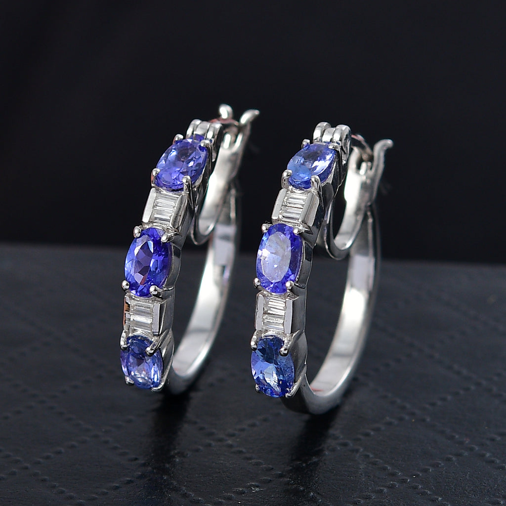 D'Joy Tansanit, Moissanit Ohrringe 925 Silber rhodiniert ca. 1,51 ct.